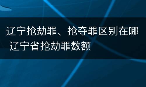 辽宁抢劫罪、抢夺罪区别在哪 辽宁省抢劫罪数额