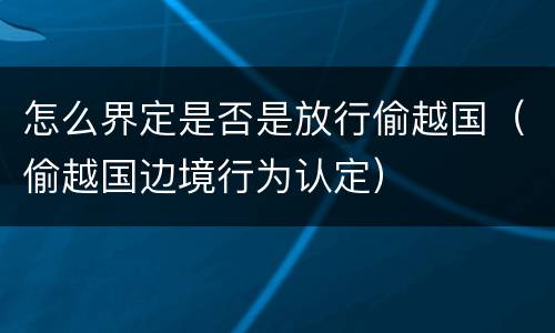 怎么界定是否是放行偷越国（偷越国边境行为认定）