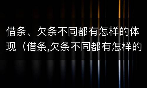 借条、欠条不同都有怎样的体现（借条,欠条不同都有怎样的体现呢）