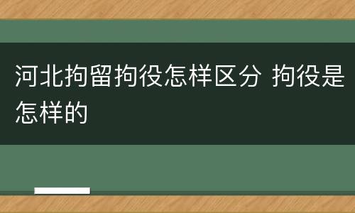 河北拘留拘役怎样区分 拘役是怎样的