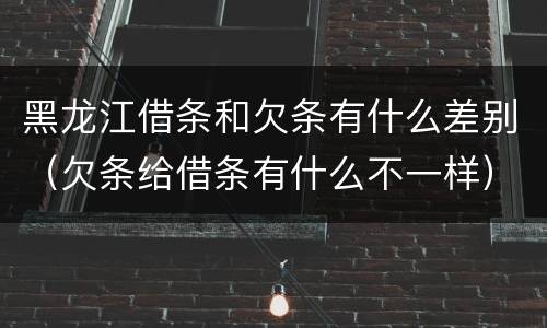 黑龙江借条和欠条有什么差别（欠条给借条有什么不一样）