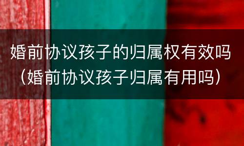 婚前协议孩子的归属权有效吗（婚前协议孩子归属有用吗）