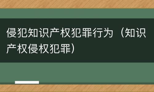 侵犯知识产权犯罪行为（知识产权侵权犯罪）