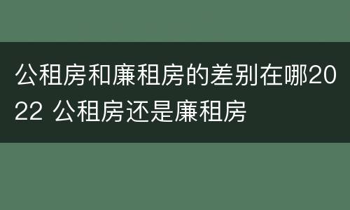 公租房和廉租房的差别在哪2022 公租房还是廉租房