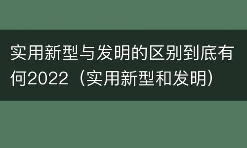 实用新型与发明的区别到底有何2022（实用新型和发明）