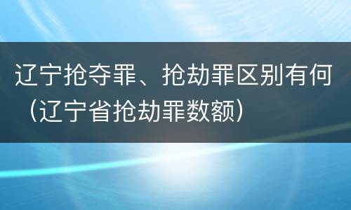 辽宁抢夺罪、抢劫罪区别有何（辽宁省抢劫罪数额）