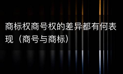 商标权商号权的差异都有何表现（商号与商标）