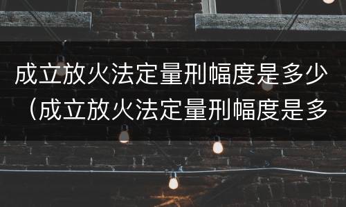 成立放火法定量刑幅度是多少（成立放火法定量刑幅度是多少年）
