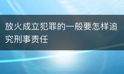 放火成立犯罪的一般要怎样追究刑事责任