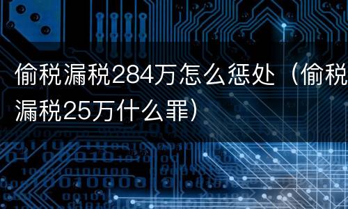 偷税漏税284万怎么惩处（偷税漏税25万什么罪）