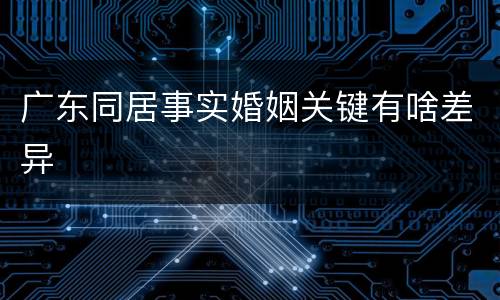 广东同居事实婚姻关键有啥差异