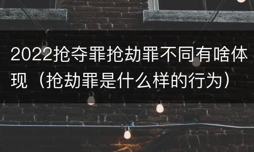 2022抢夺罪抢劫罪不同有啥体现（抢劫罪是什么样的行为）