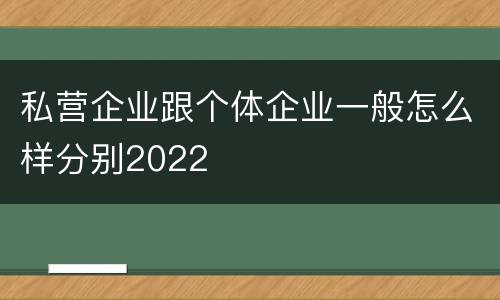 私营企业跟个体企业一般怎么样分别2022