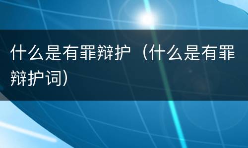 什么是有罪辩护（什么是有罪辩护词）