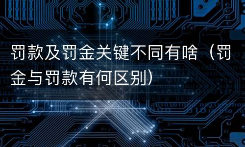 罚款及罚金关键不同有啥（罚金与罚款有何区别）