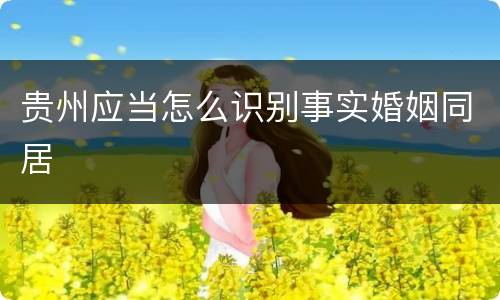 贵州应当怎么识别事实婚姻同居