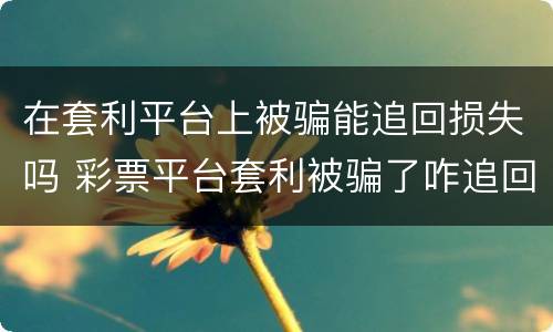 在套利平台上被骗能追回损失吗 彩票平台套利被骗了咋追回来