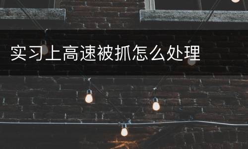 实习上高速被抓怎么处理