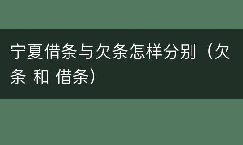 宁夏借条与欠条怎样分别（欠条 和 借条）