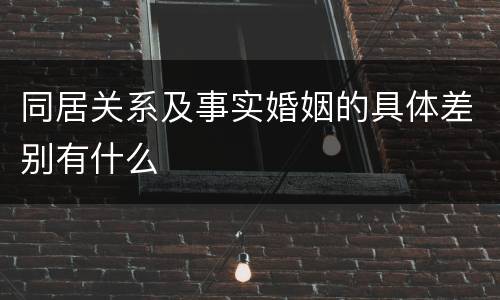 同居关系及事实婚姻的具体差别有什么