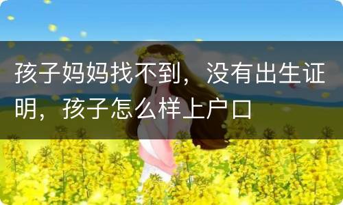 孩子妈妈找不到，没有出生证明，孩子怎么样上户口