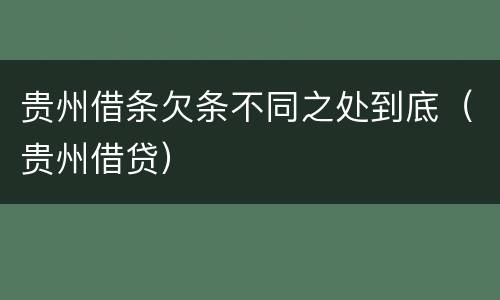 贵州借条欠条不同之处到底（贵州借贷）