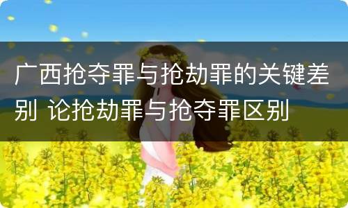 广西抢夺罪与抢劫罪的关键差别 论抢劫罪与抢夺罪区别