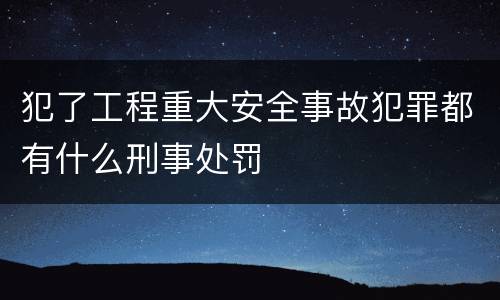 犯了工程重大安全事故犯罪都有什么刑事处罚