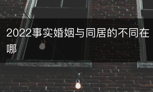 2022事实婚姻与同居的不同在哪