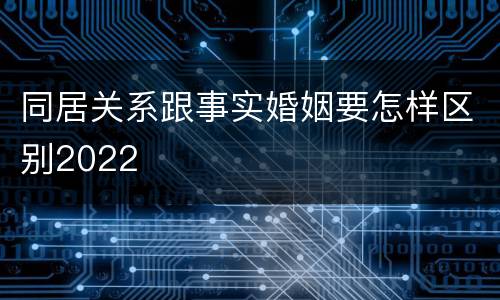 同居关系跟事实婚姻要怎样区别2022