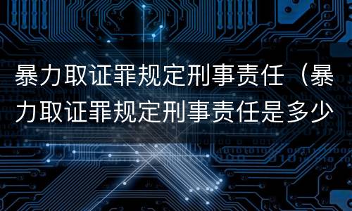 暴力取证罪规定刑事责任（暴力取证罪规定刑事责任是多少）