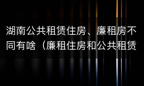湖南公共租赁住房、廉租房不同有啥（廉租住房和公共租赁住房的区别）