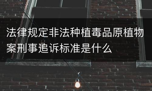 法律规定非法种植毒品原植物案刑事追诉标准是什么