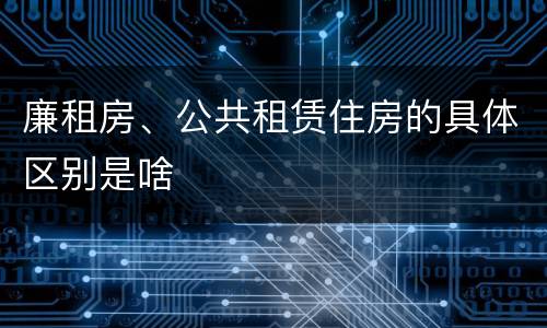 廉租房、公共租赁住房的具体区别是啥