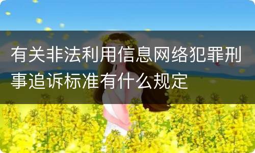 有关非法利用信息网络犯罪刑事追诉标准有什么规定