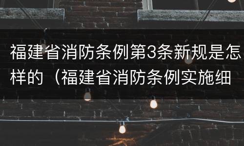 福建省消防条例第3条新规是怎样的（福建省消防条例实施细则）
