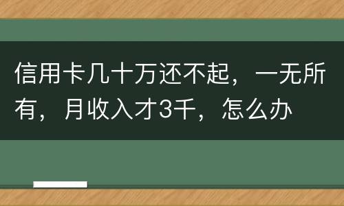 信用卡几十万还不起，一无所有，月收入才3千，怎么办