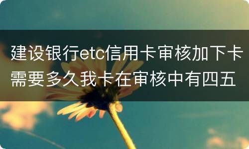 建设银行etc信用卡审核加下卡需要多久我卡在审核中有四五个工作日了