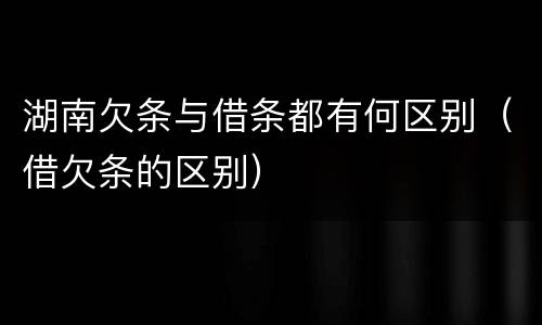 湖南欠条与借条都有何区别（借欠条的区别）