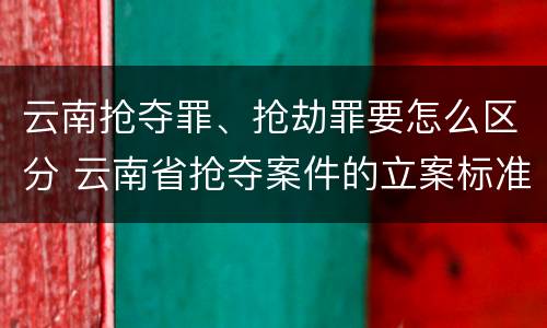 云南抢夺罪、抢劫罪要怎么区分 云南省抢夺案件的立案标准
