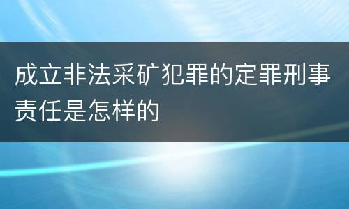 成立非法采矿犯罪的定罪刑事责任是怎样的