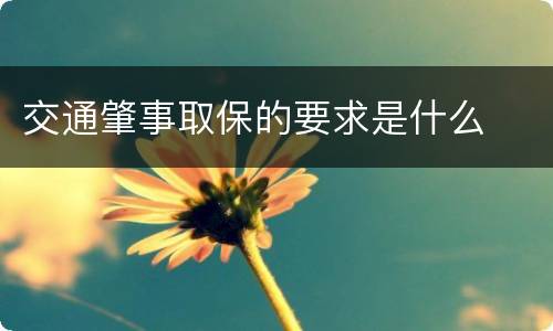 交通肇事取保的要求是什么