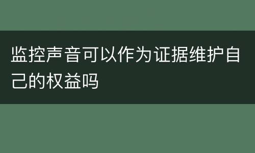 监控声音可以作为证据维护自己的权益吗