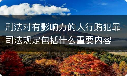 刑法对有影响力的人行贿犯罪司法规定包括什么重要内容