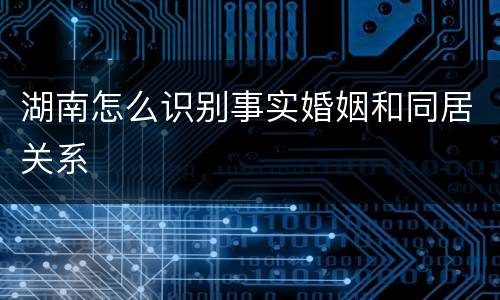 湖南怎么识别事实婚姻和同居关系
