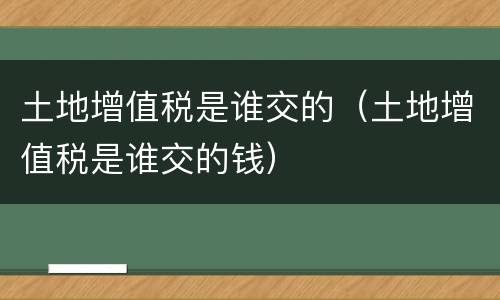 土地增值税是谁交的（土地增值税是谁交的钱）