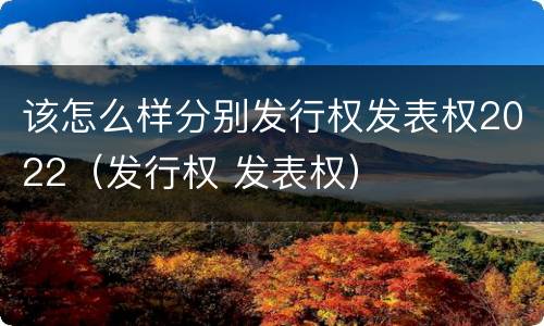 该怎么样分别发行权发表权2022（发行权 发表权）