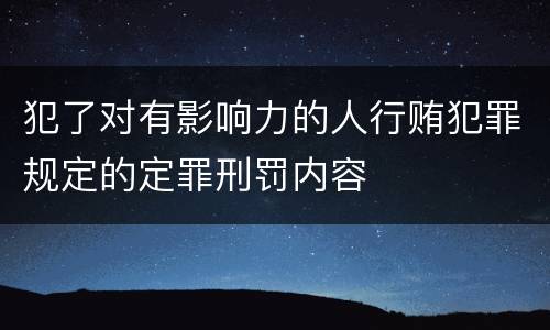 犯了对有影响力的人行贿犯罪规定的定罪刑罚内容