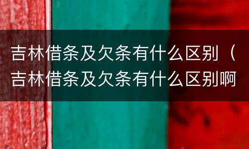 吉林借条及欠条有什么区别（吉林借条及欠条有什么区别啊）