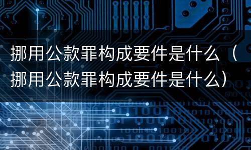 挪用公款罪构成要件是什么（挪用公款罪构成要件是什么）
